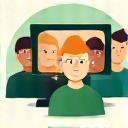 Icono de personas conectadas en un webinar representando comunidad activa con webinars y foros
