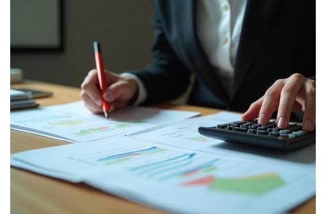 Persona revisando documentos financieros con una calculadora